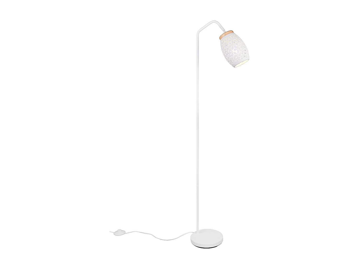 Piantana, metallo, bianco e legno, H 147 cm, Bidar