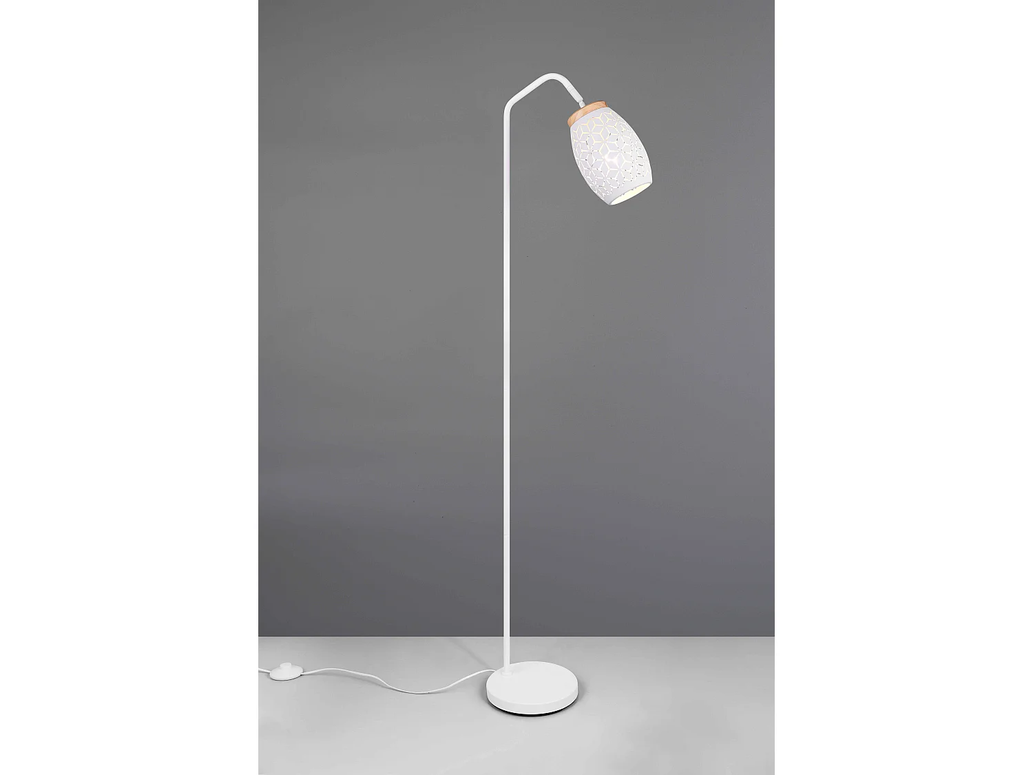 Piantana, metallo, bianco e legno, H 147 cm, Bidar