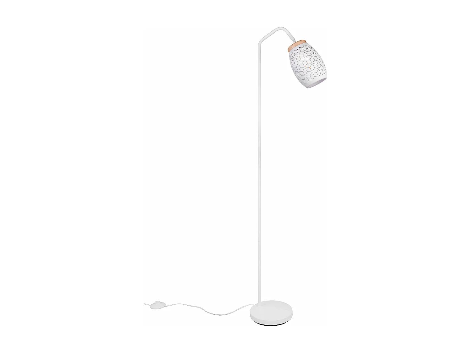 Piantana, metallo, bianco e legno, H 147 cm, Bidar