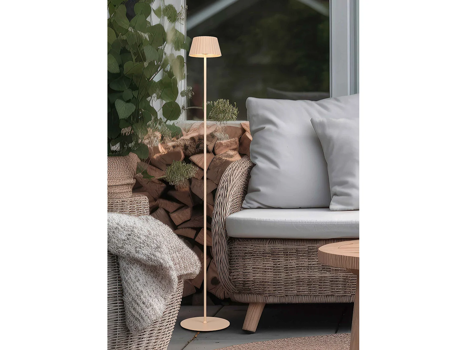 Piantana LED ricaricabile, metallo, sabbia, H 123 cm, Suarez