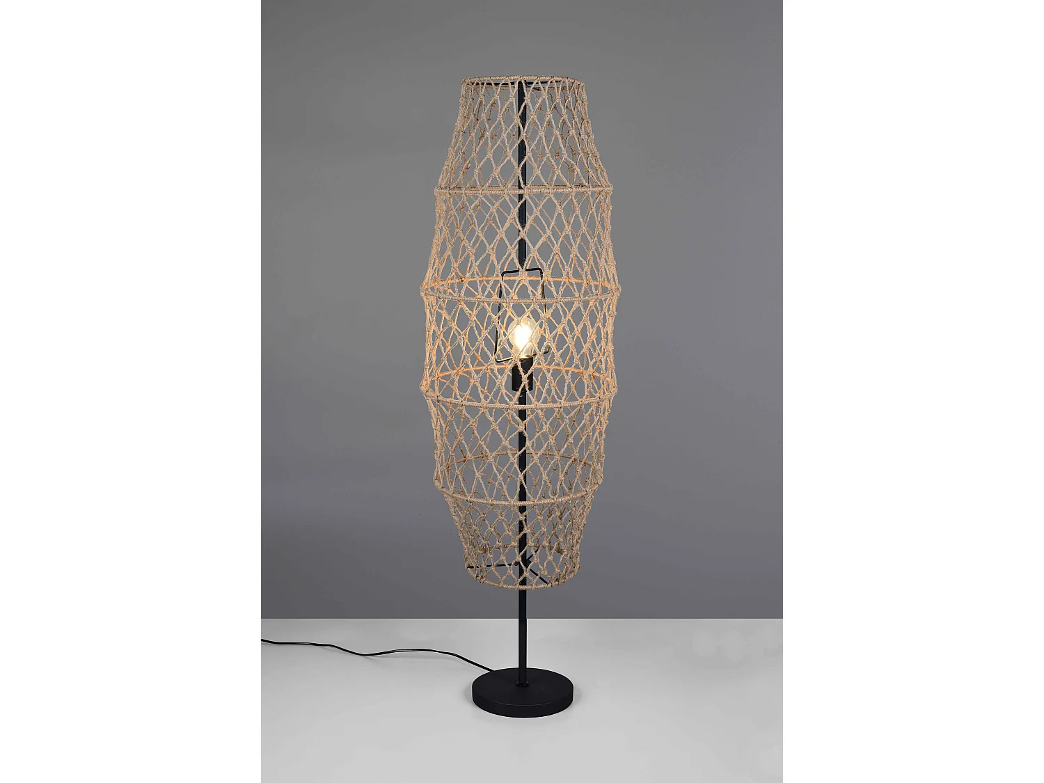 Piantana, canapa e metallo, naturale e nero, H 120 cm, Hive