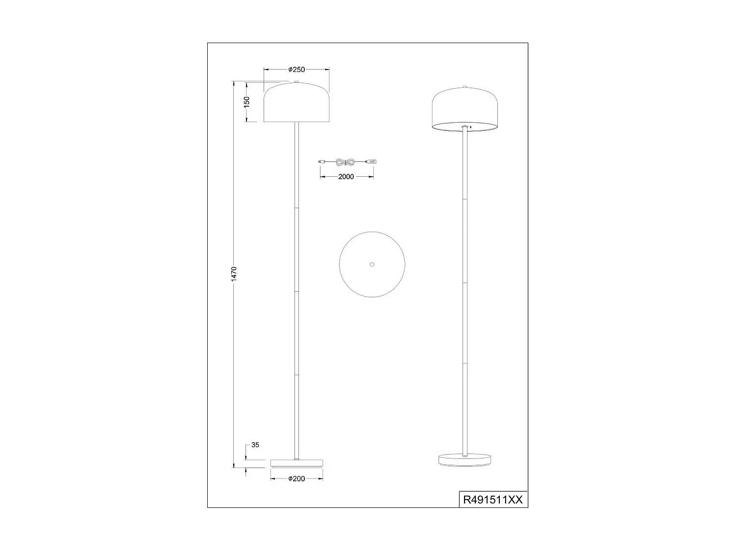 Piantana LED ricaricabile, metallo, acciaio, H 147 cm, Jeff