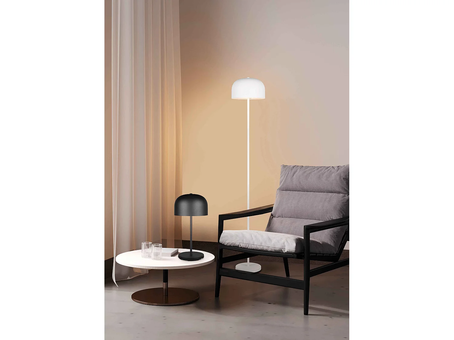 Piantana LED ricaricabile, metallo, bianco, H 147 cm, Jeff