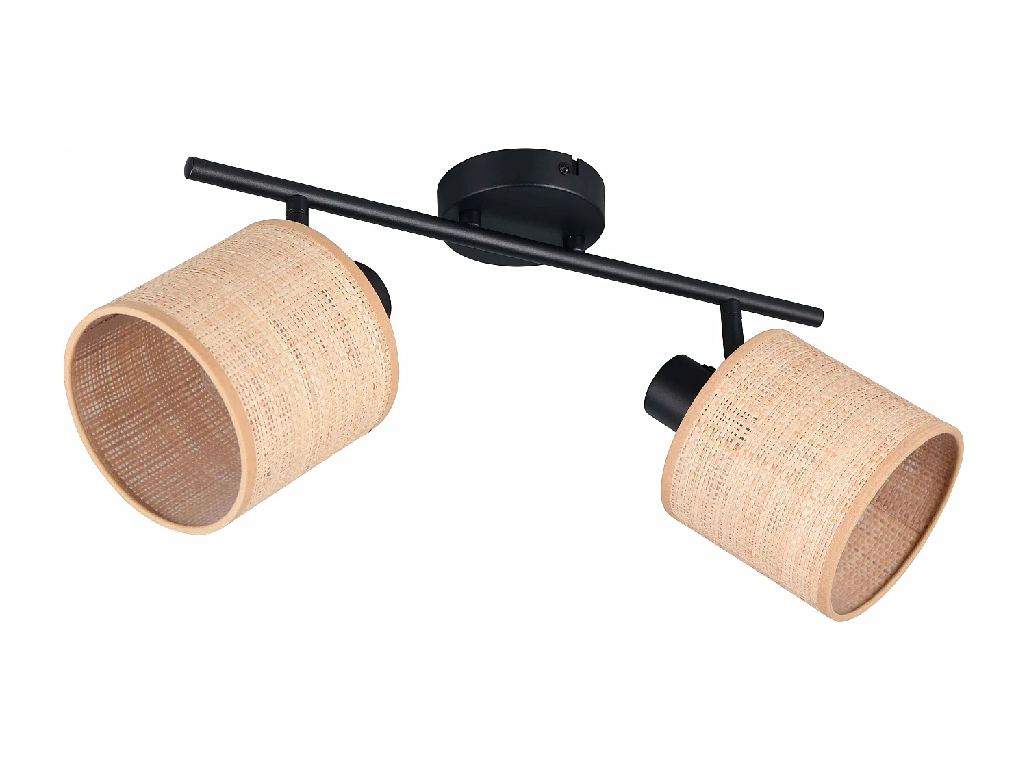 Barra 2 spots, fibre naturali e metallo nero, L 43 cm, Aimee