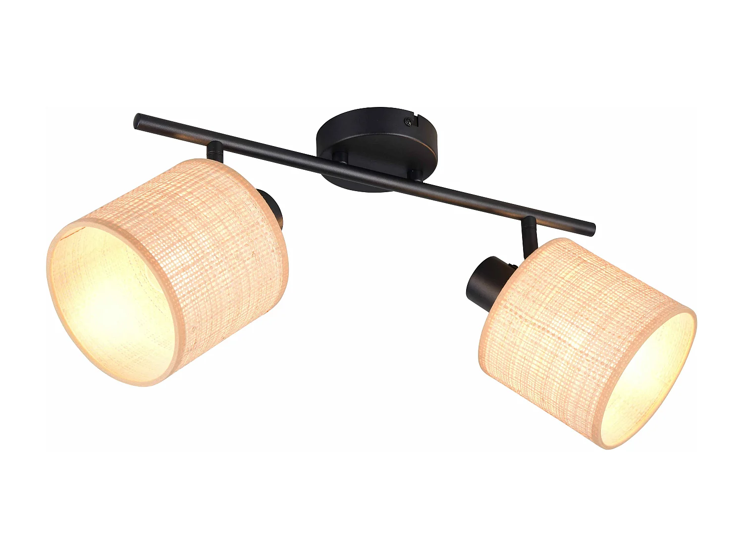 Barra 2 spots, fibre naturali e metallo nero, L 43 cm, Aimee