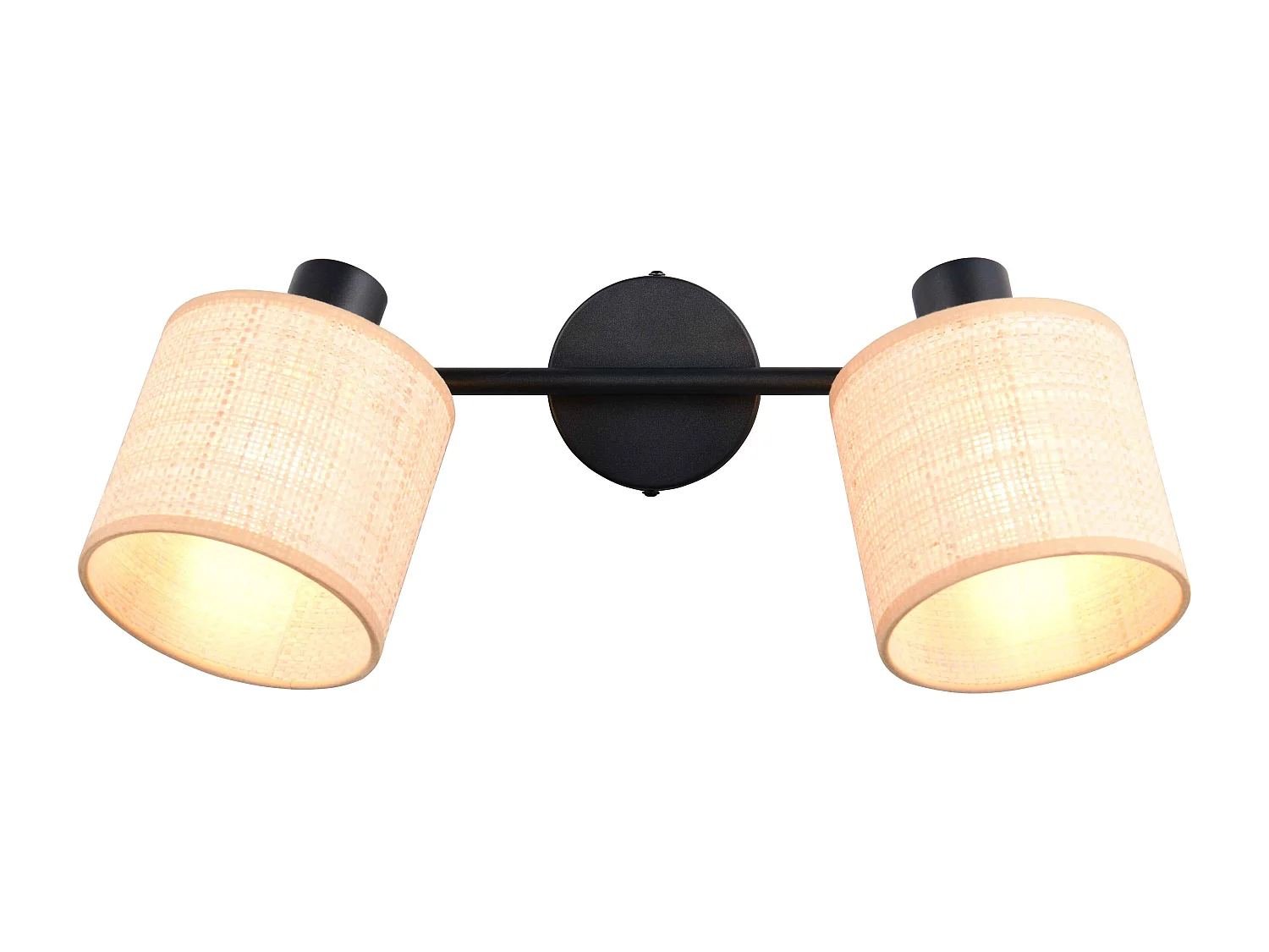 Barra 2 spots, fibre naturali e metallo nero, L 43 cm, Aimee