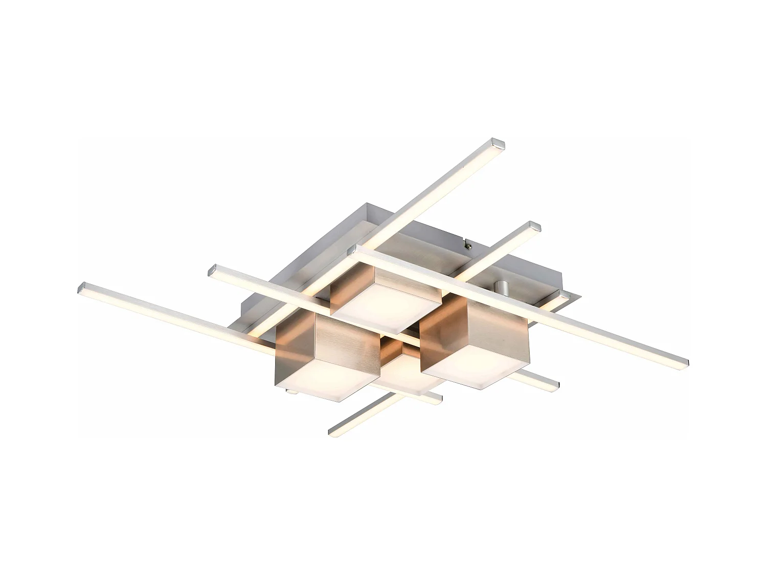 Plafoniera LED, metallo, acciaio, 70x70 cm, Roger