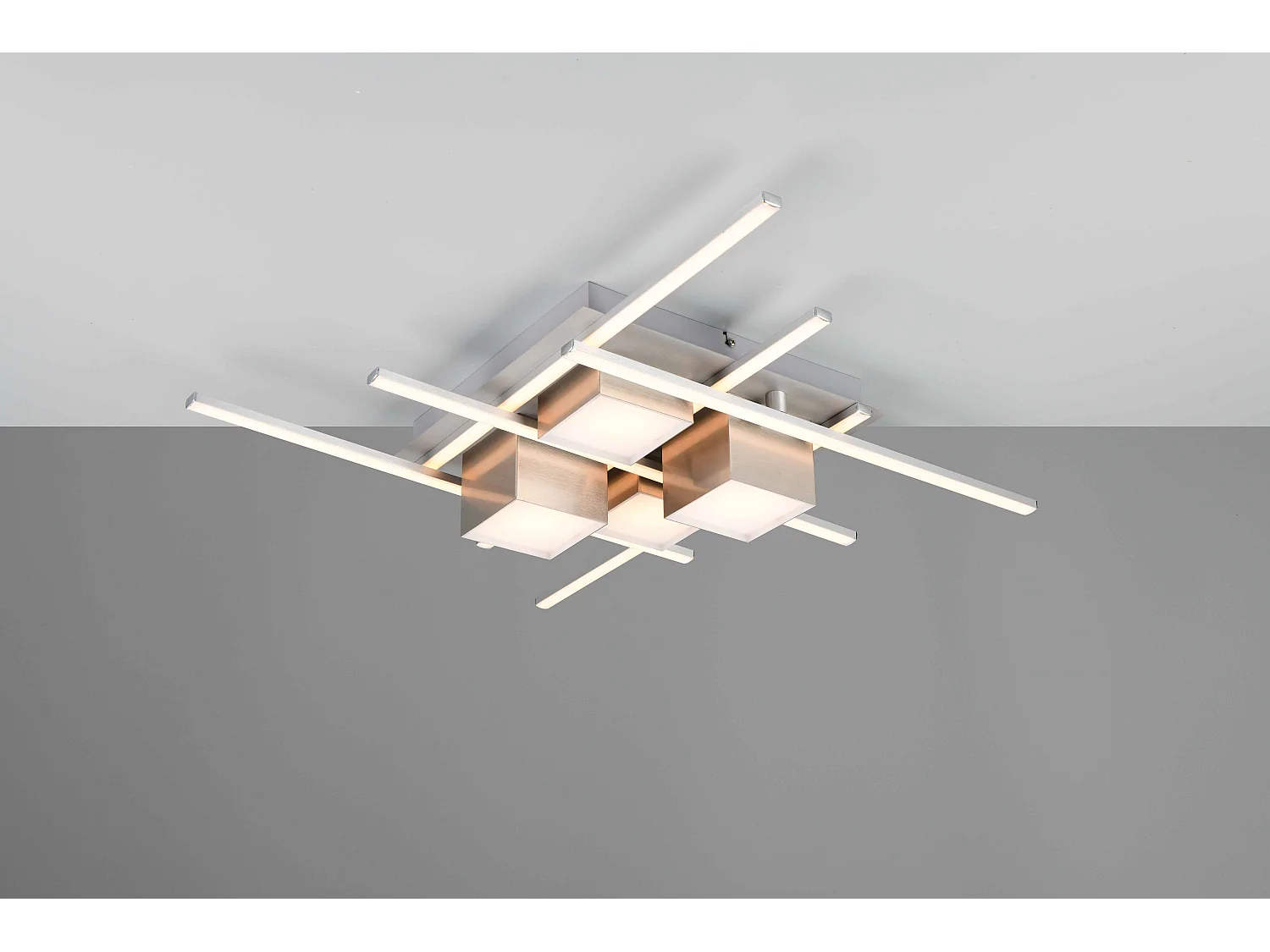 Plafoniera LED, metallo, acciaio, 70x70 cm, Roger