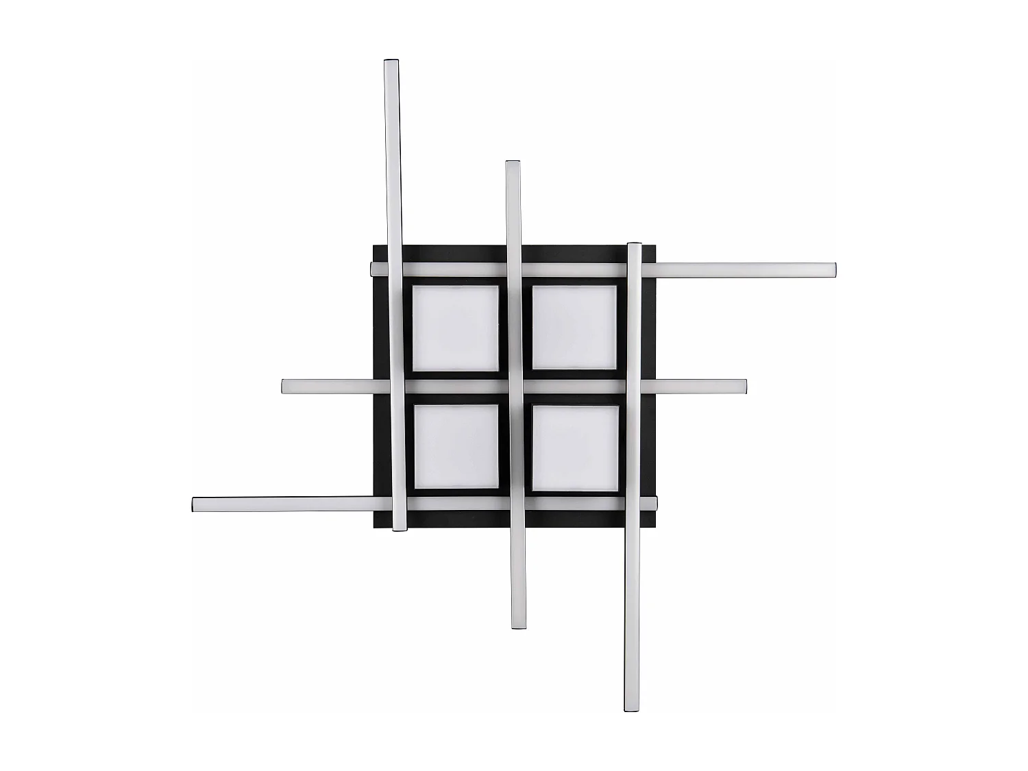 Plafoniera LED, metallo, nero, 70x70 cm, Roger