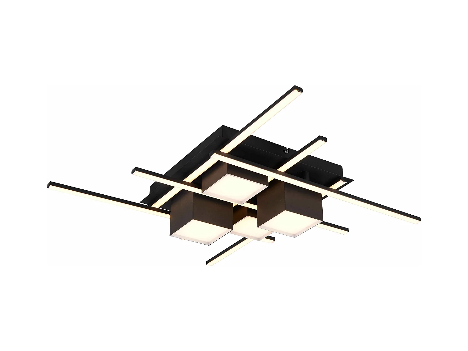 Plafoniera LED, metallo, nero, 70x70 cm, Roger