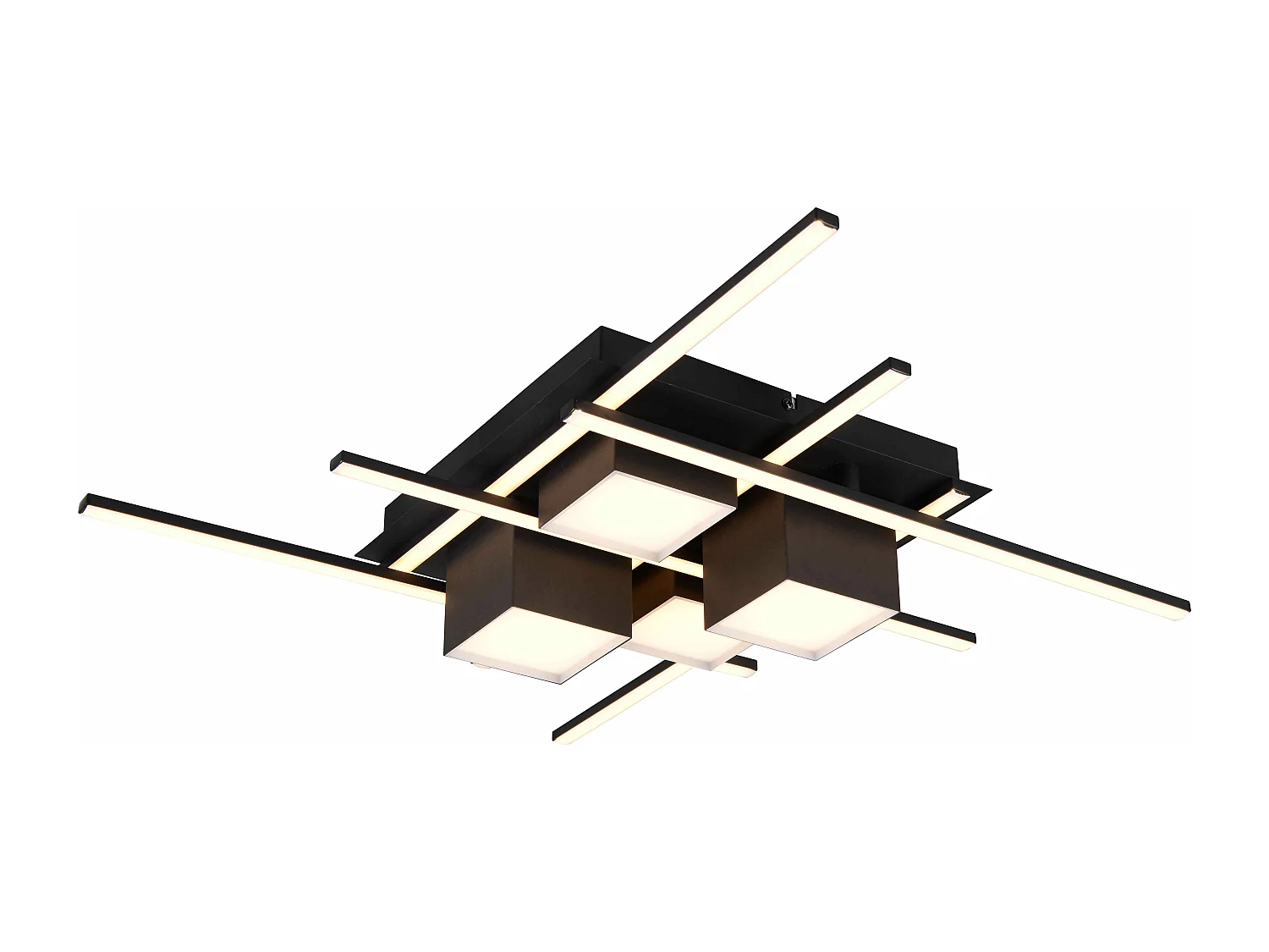 Plafoniera LED, metallo, nero, 70x70 cm, Roger