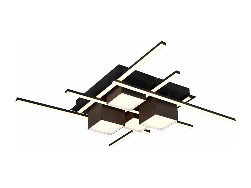 Plafoniera LED, metallo, nero, 70x70 cm, Roger