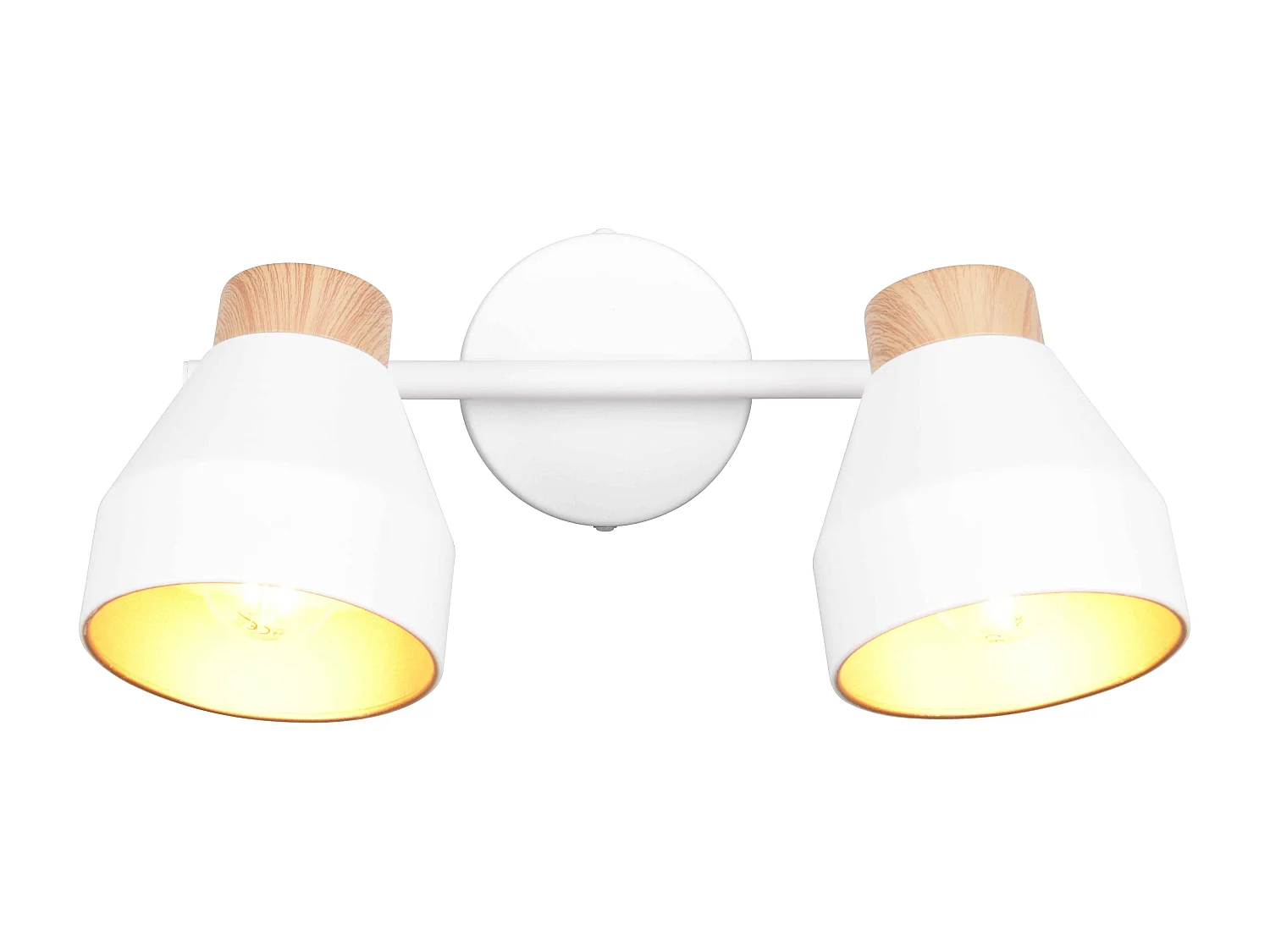 Barra 2 spots, metallo e legno, bianco e oro, L 32 cm, Valentin