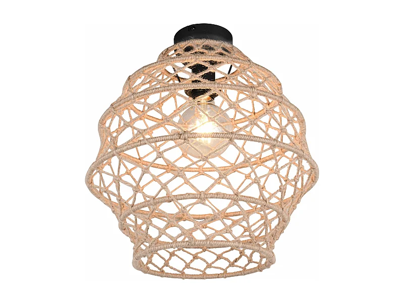 Plafoniera, canapa e metallo, naturale e nero, D 39 cm, Hive