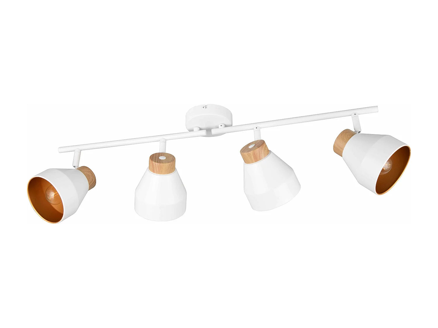 Barra 4 spots, metallo e legno, bianco e oro, L 72 cm, Valentin