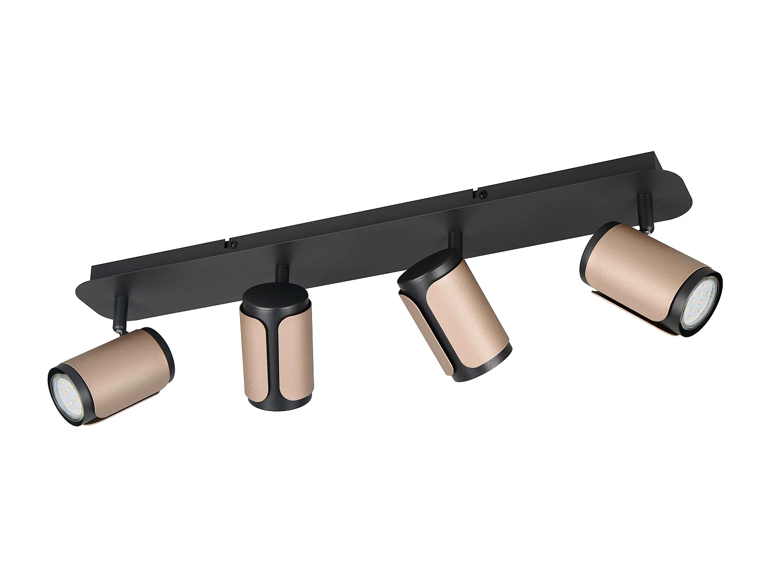 Barra 4 spots, metallo, nero e caffè, L 60 cm, Gillan