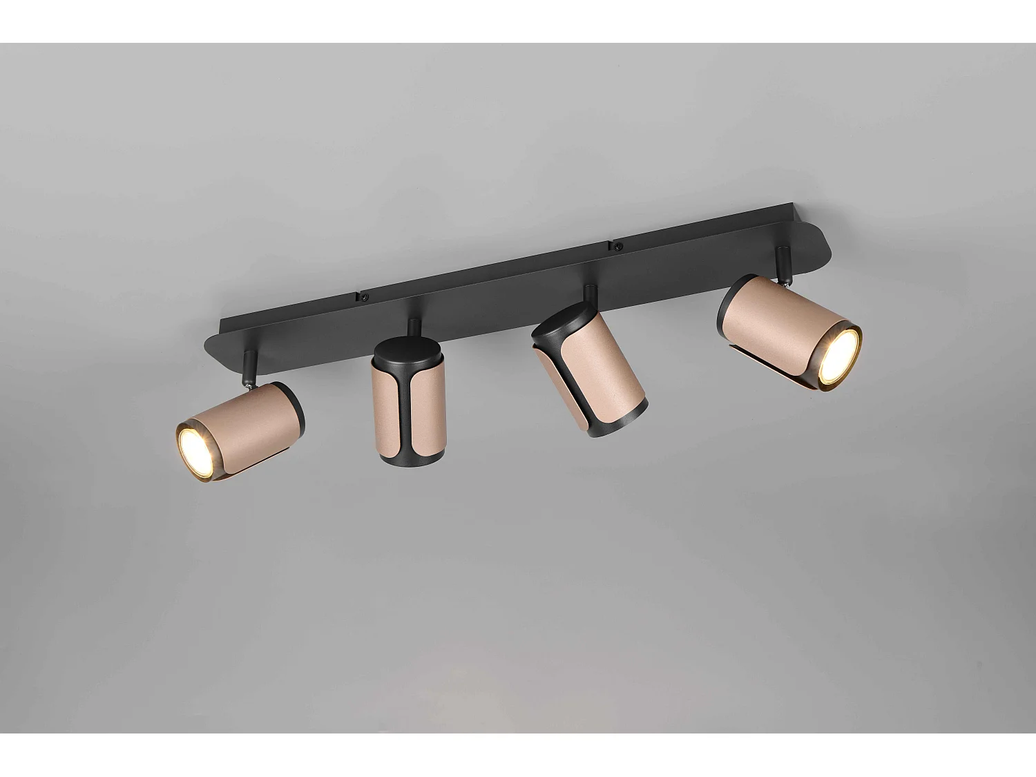 Barra 4 spots, metallo, nero e caffè, L 60 cm, Gillan