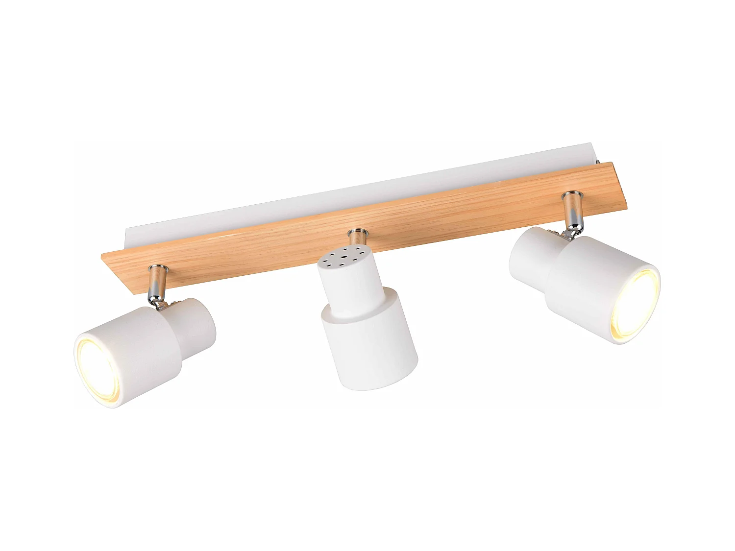 Barra 3 spots, metallo e legno, bianco, L 45 cm, Pierre