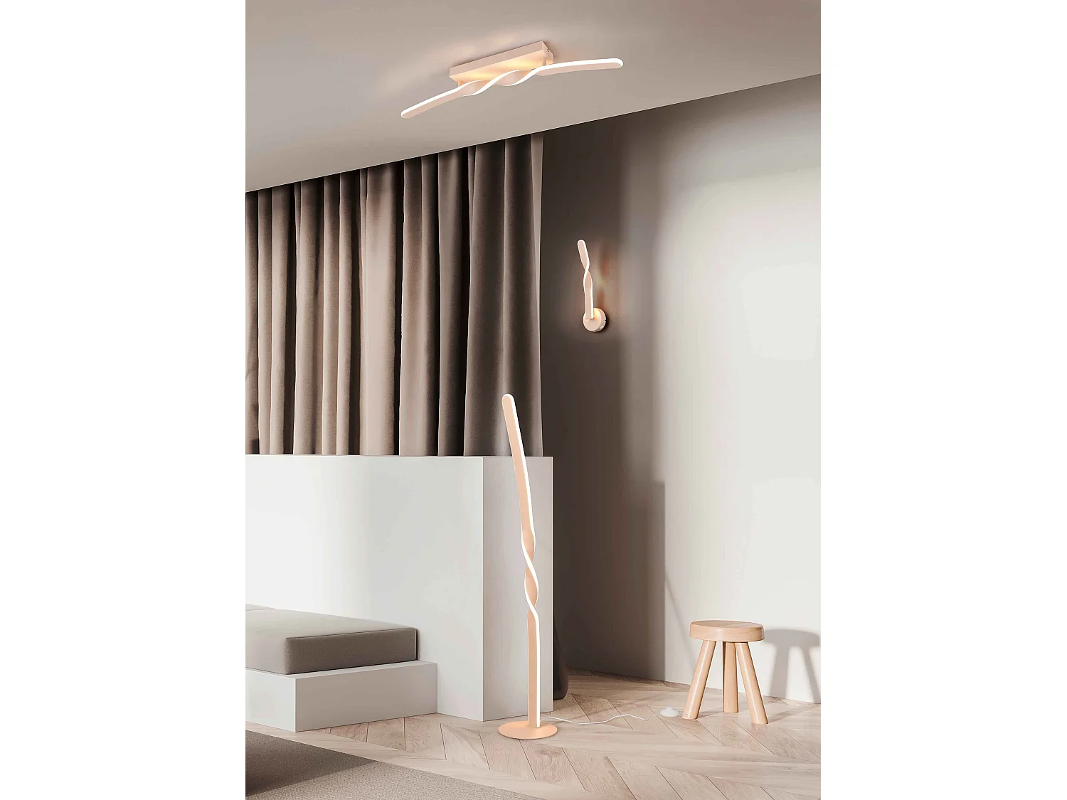 Plafoniera LED, metallo, sabbia, L 80 cm, Ginko