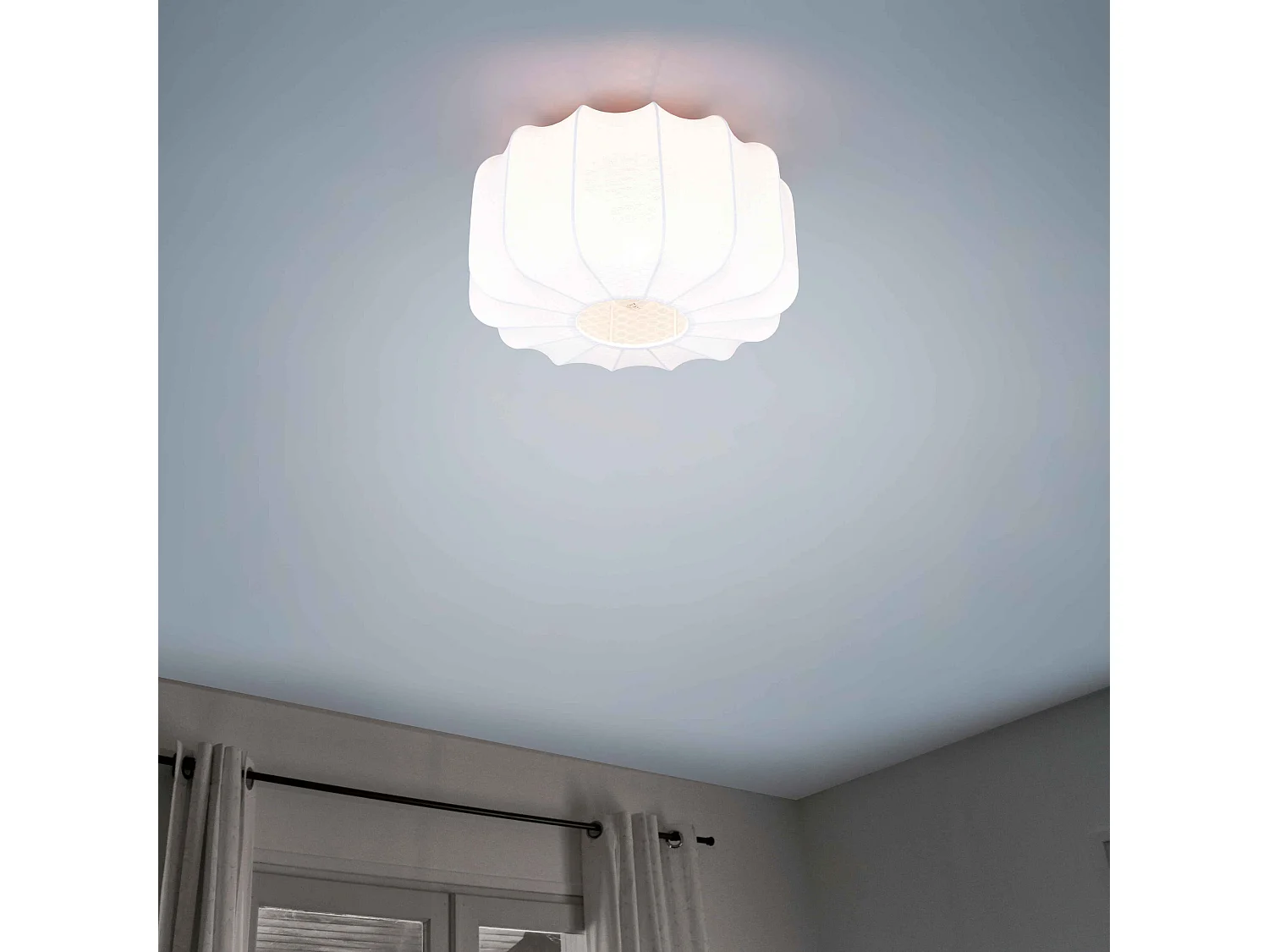 Plafoniera, tessuto e metallo, bianco e nero, D 40 cm, Madeline