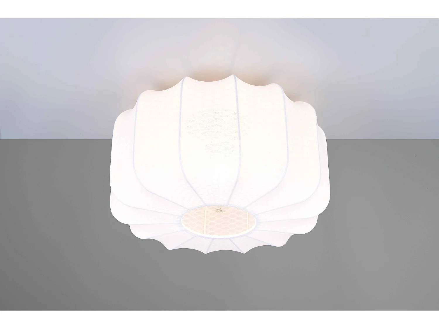 Plafoniera, tessuto e metallo, bianco e nero, D 40 cm, Madeline