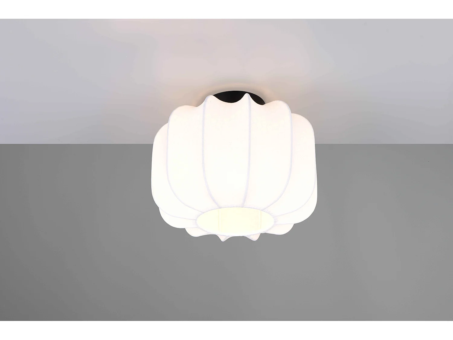 Plafoniera, tessuto e metallo, bianco e nero, D 25 cm, Madeline