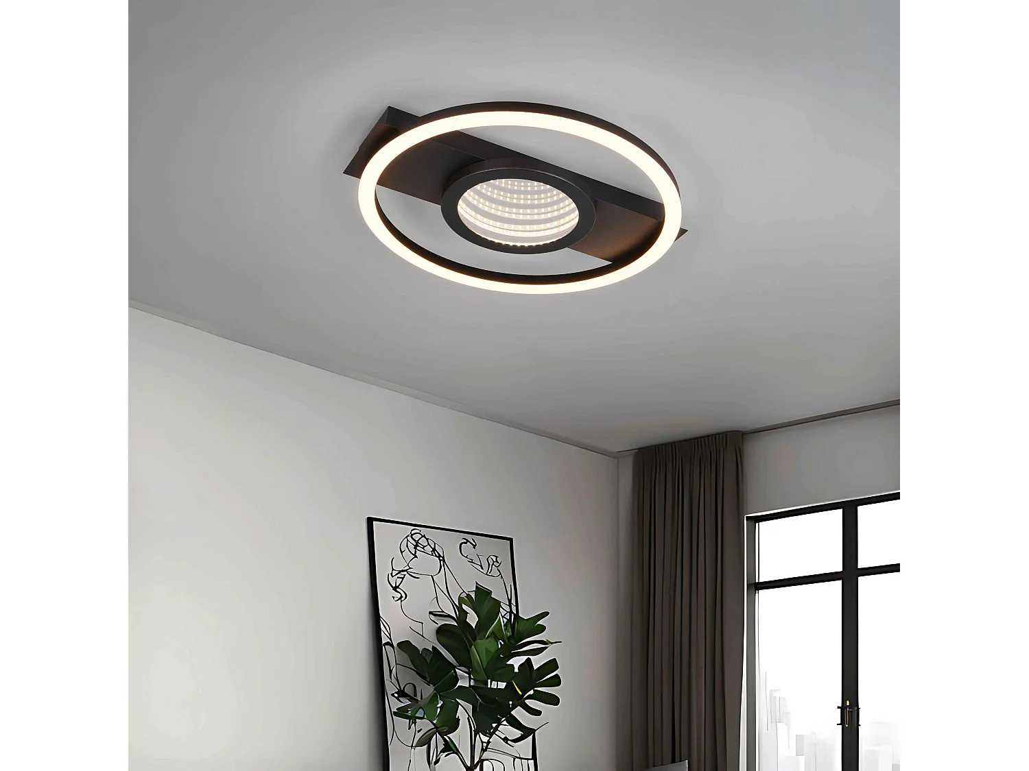 Plafoniera LED rotonda, metallo, nero, L 36 cm, Wheeler