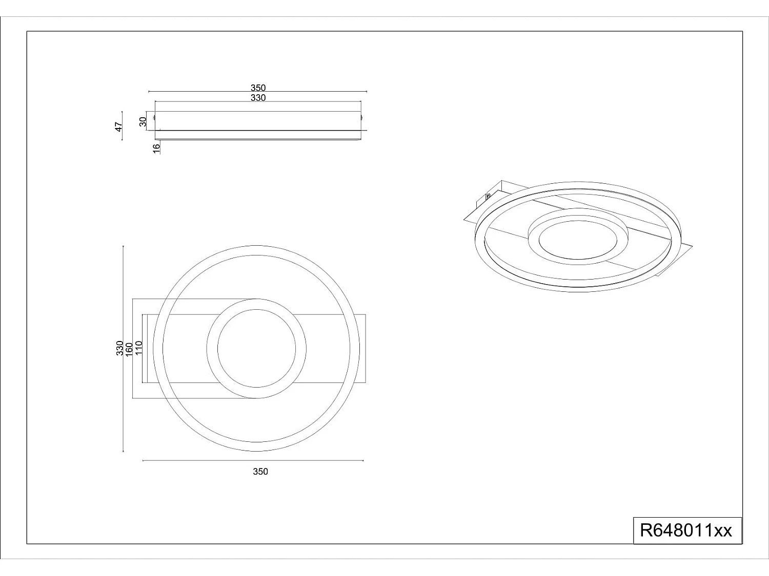 Plafoniera LED rotonda, metallo, nero, L 36 cm, Wheeler