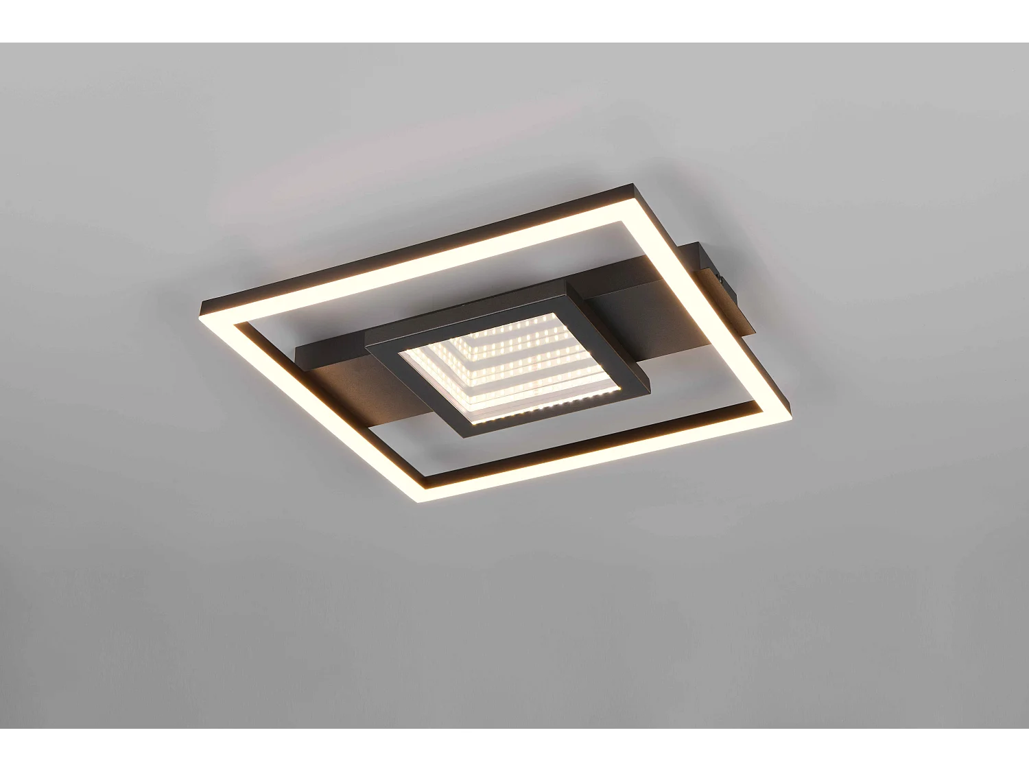 Plafoniera LED quadrata, metallo, nero, 35x35 cm, Wheeler