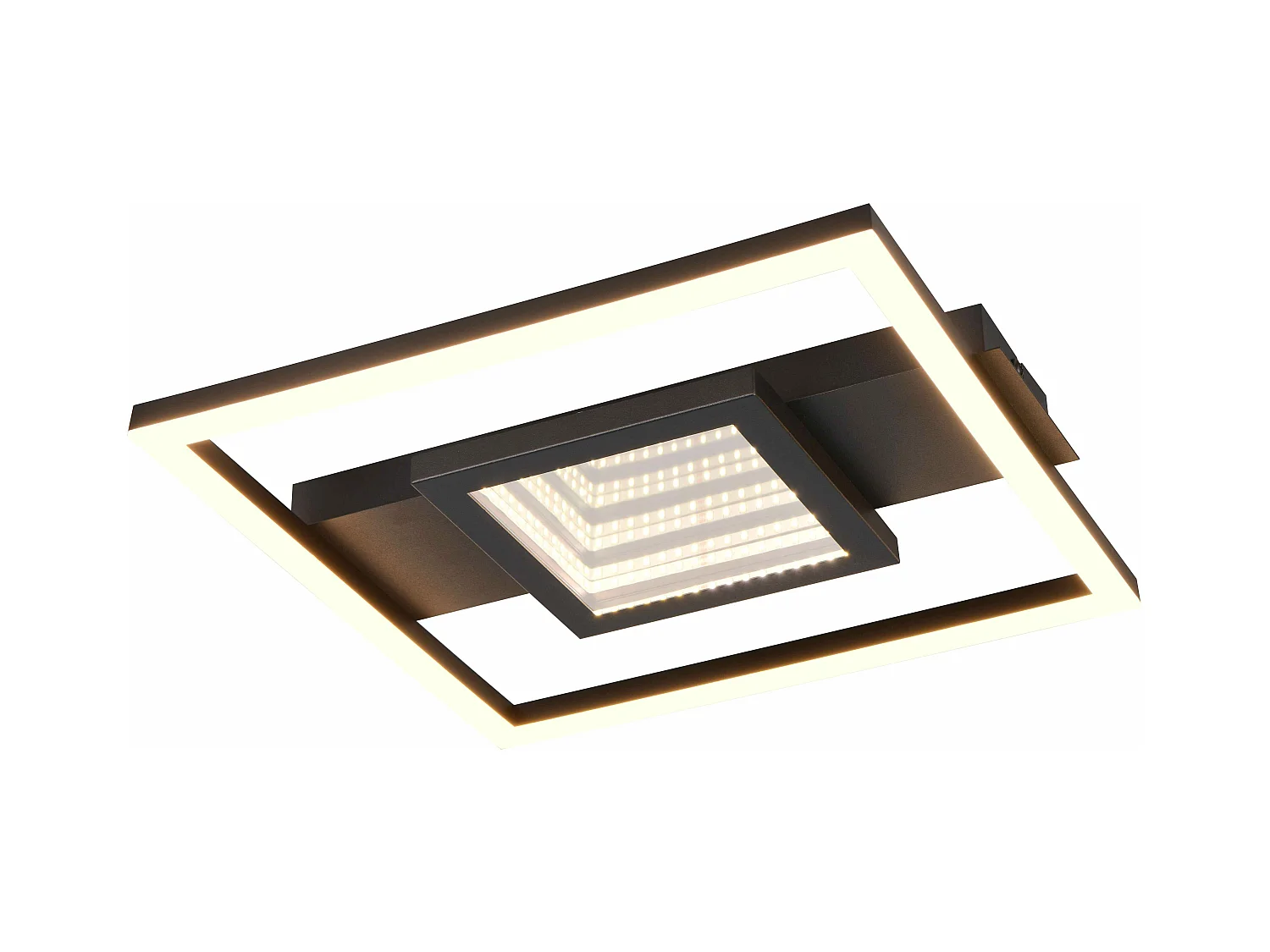 Plafoniera LED quadrata, metallo, nero, 35x35 cm, Wheeler