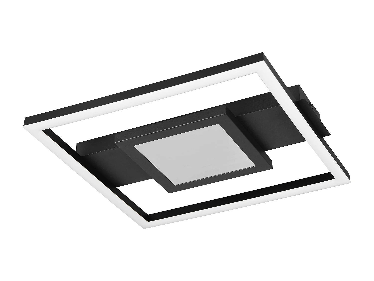 Plafoniera LED quadrata, metallo, nero, 35x35 cm, Wheeler