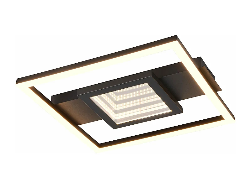 Plafoniera LED quadrata, metallo, nero, 35x35 cm, Wheeler