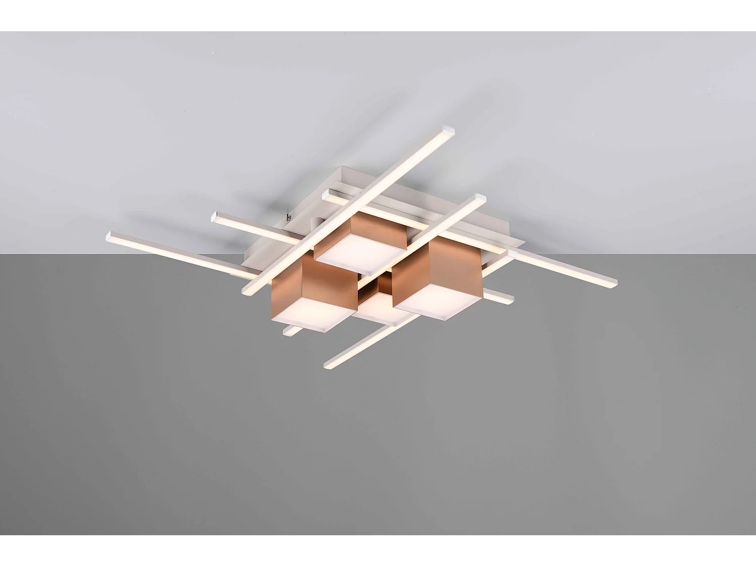 Plafoniera LED, metallo, caffè, 70x70 cm, Roger