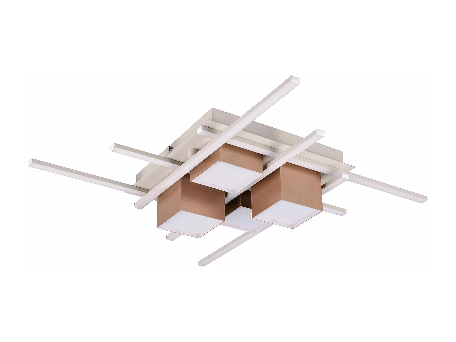 Plafoniera LED, metallo, caffè, 70x70 cm, Roger