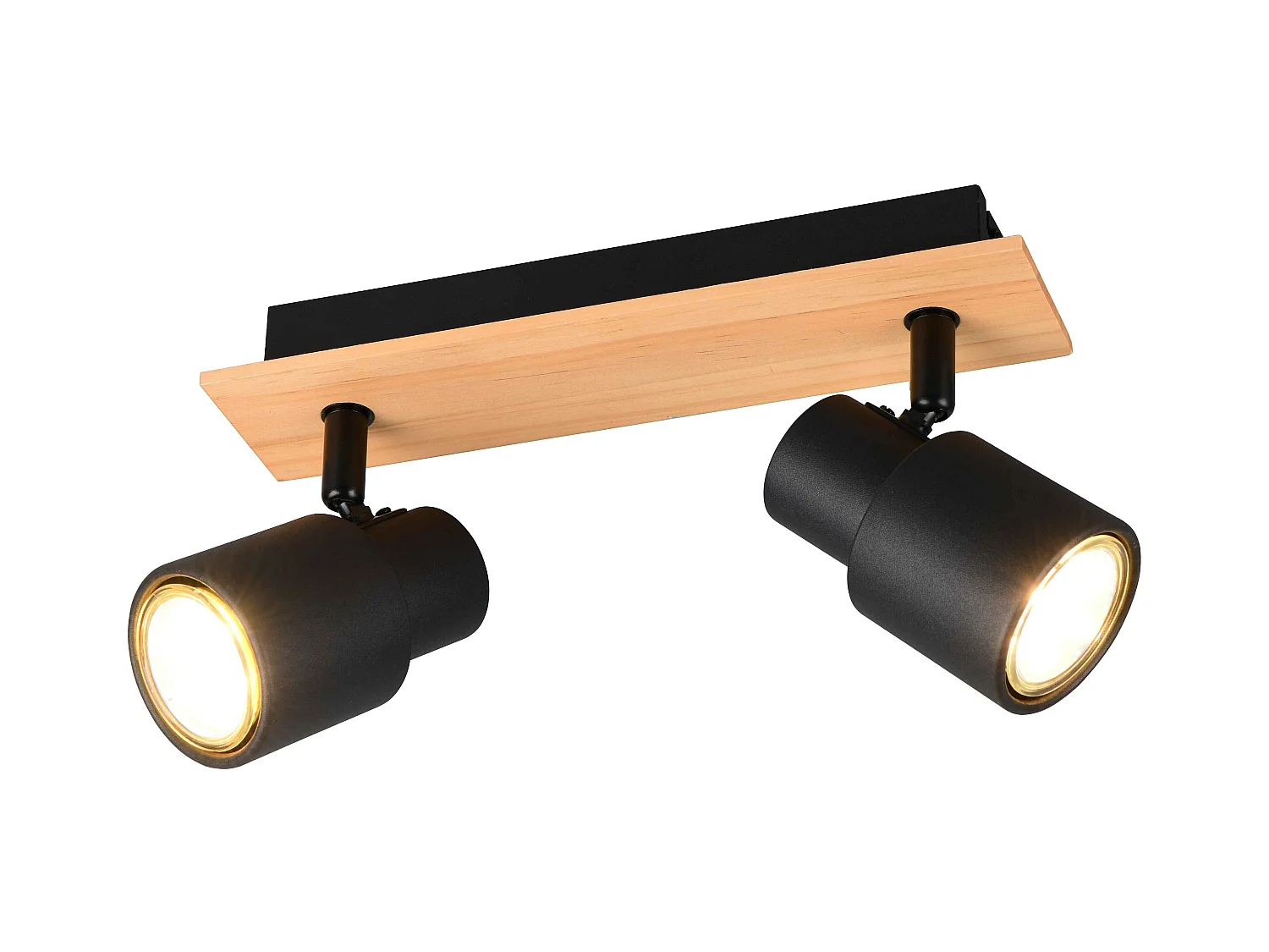 Barra 2 spots, metallo e legno, nero, L 31 cm, Pierre