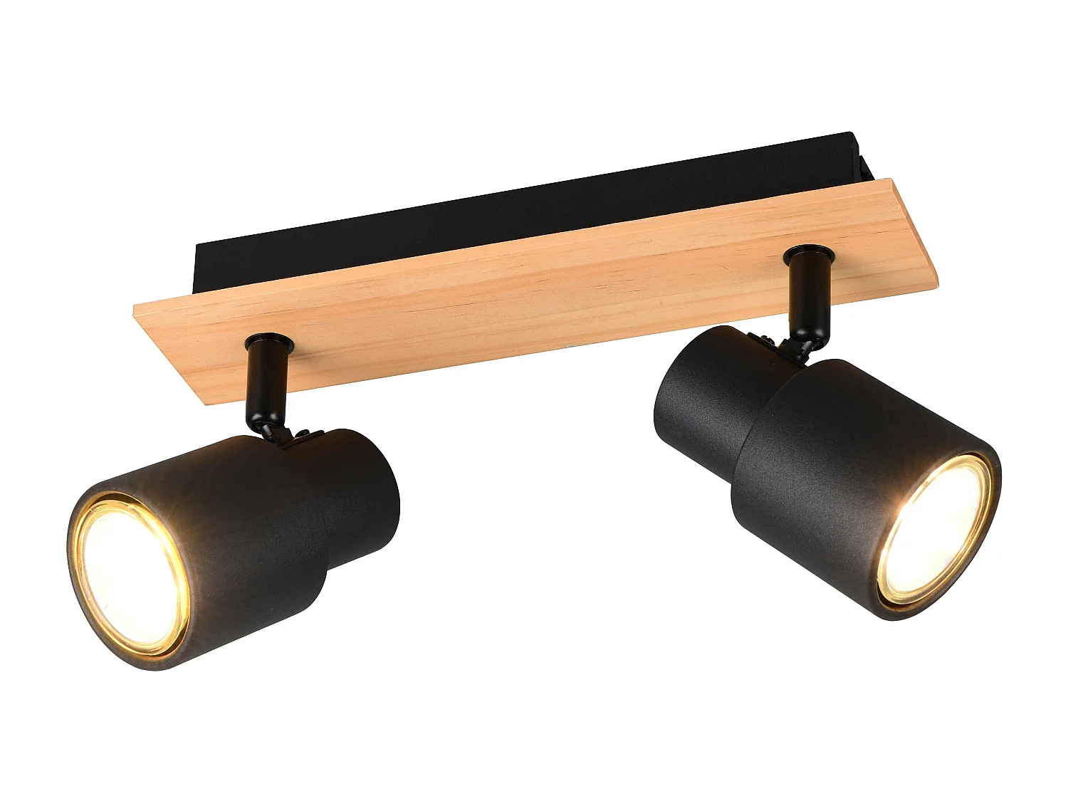 Barra 2 spots, metallo e legno, nero, L 31 cm, Pierre