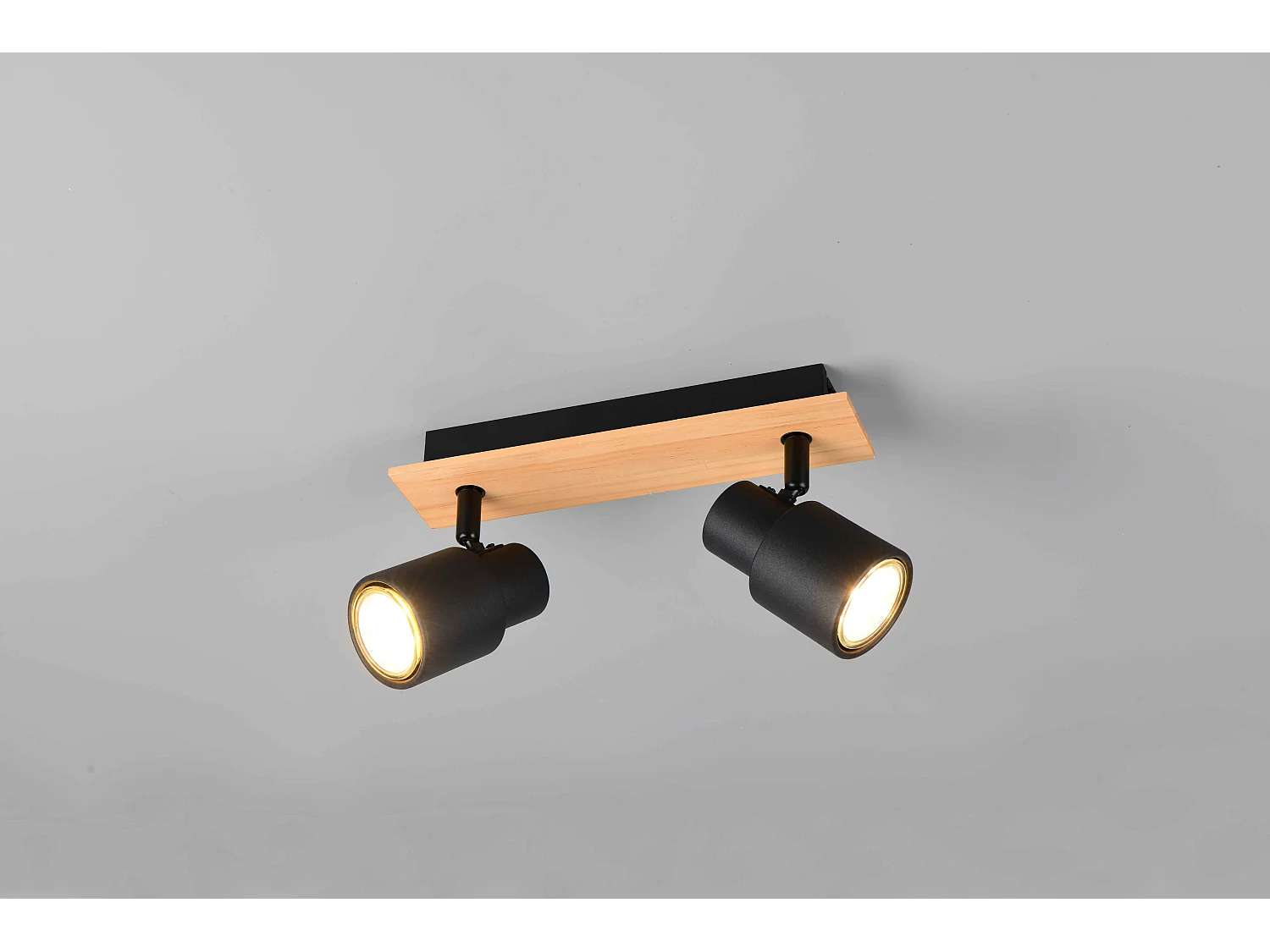 Barra 2 spots, metallo e legno, nero, L 31 cm, Pierre