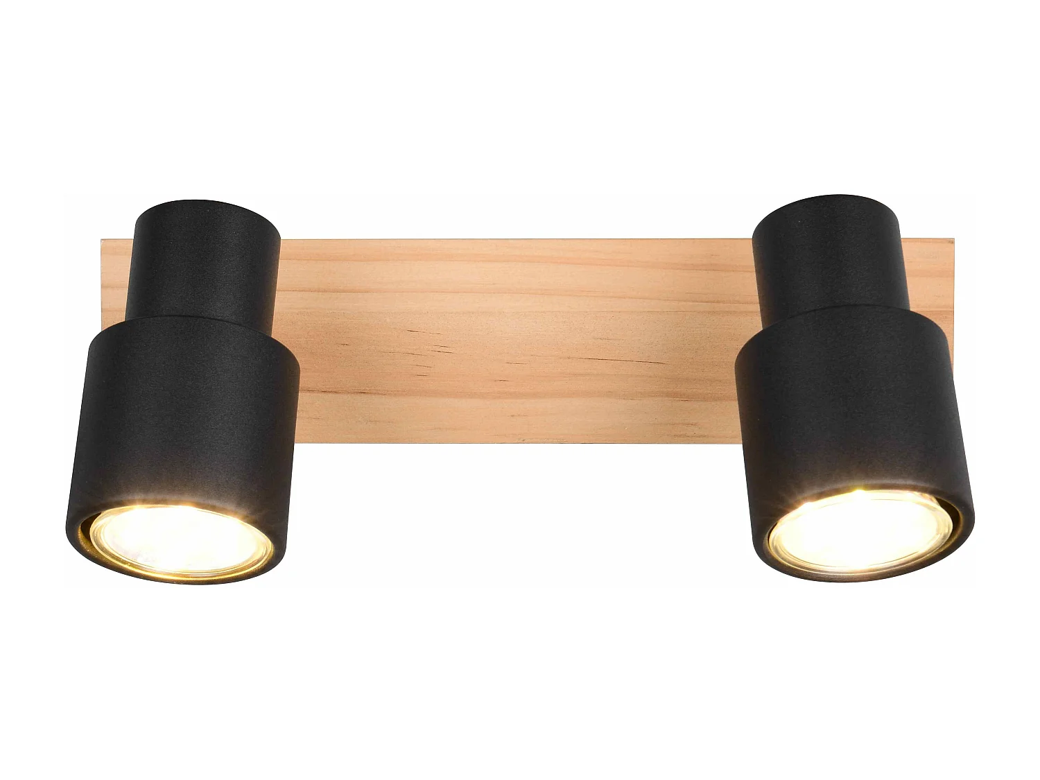 Barra 2 spots, metallo e legno, nero, L 31 cm, Pierre