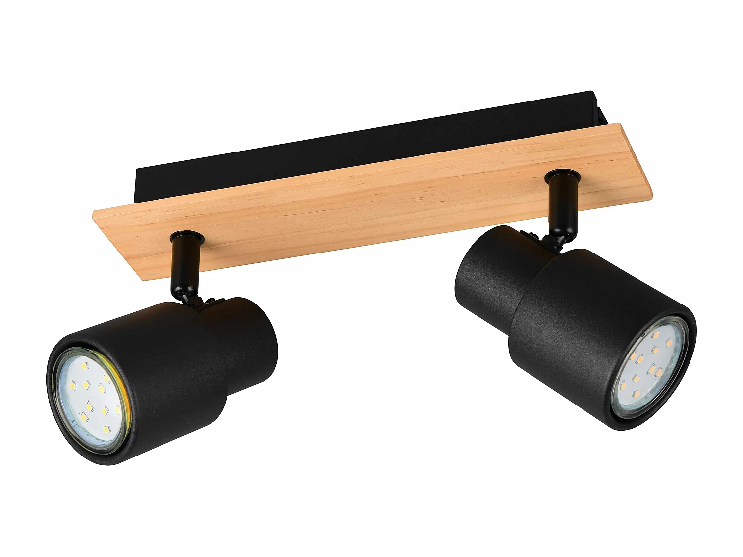 Barra 2 spots, metallo e legno, nero, L 31 cm, Pierre