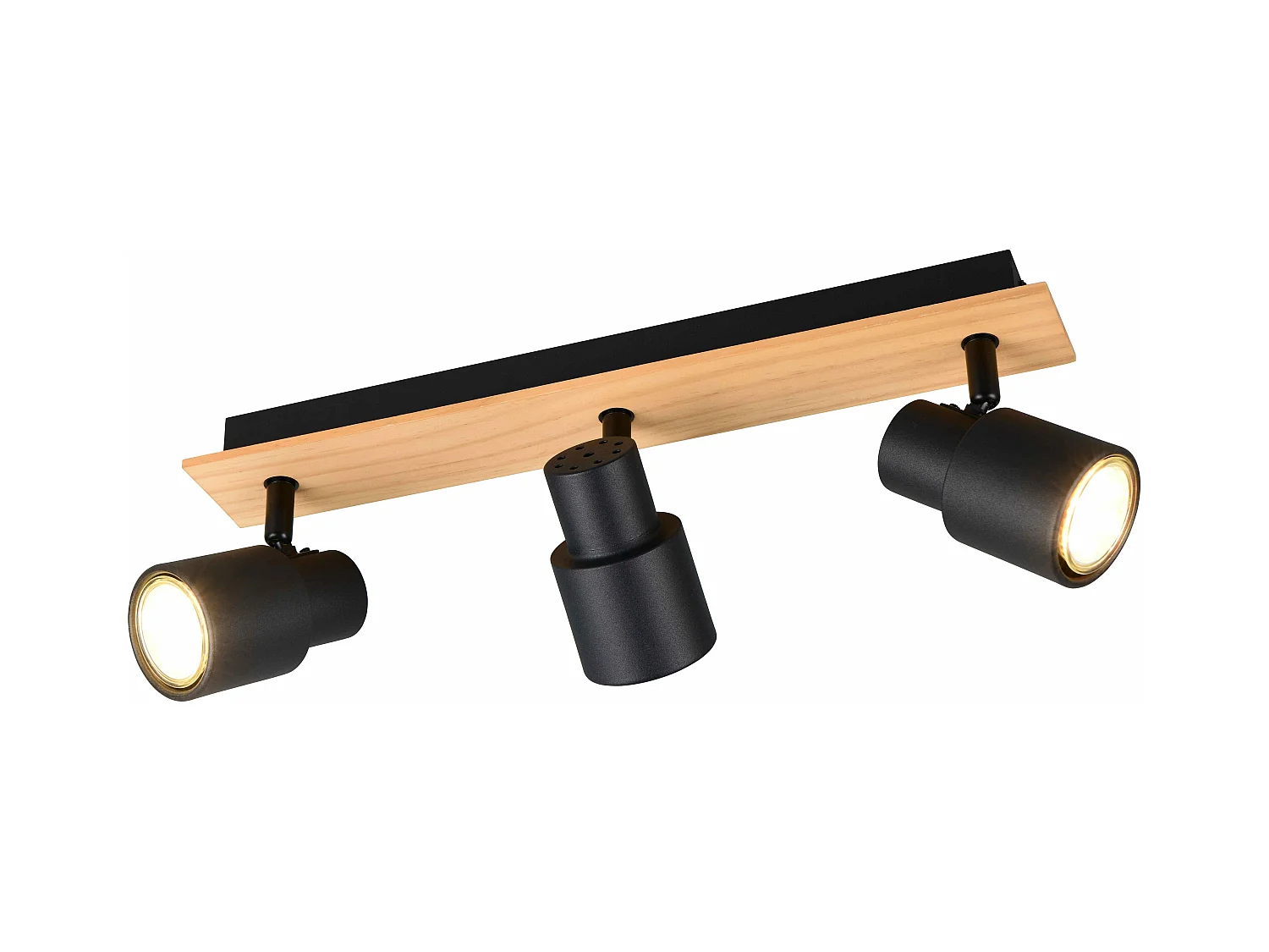 Barra 3 spots, metallo e legno, nero, L 45 cm, Pierre