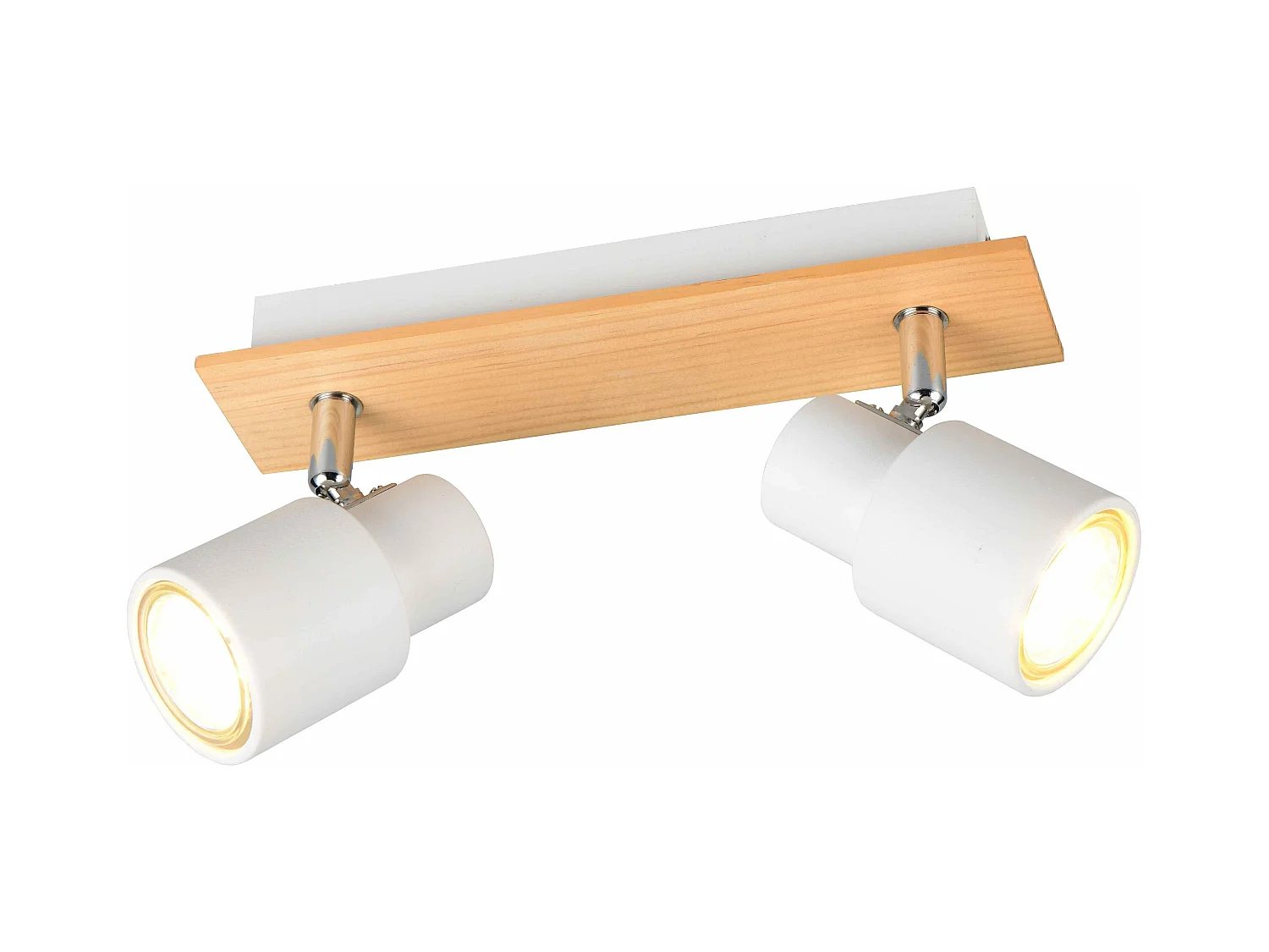 Barra 2 spots, metallo e legno, bianco, L 31 cm, Pierre