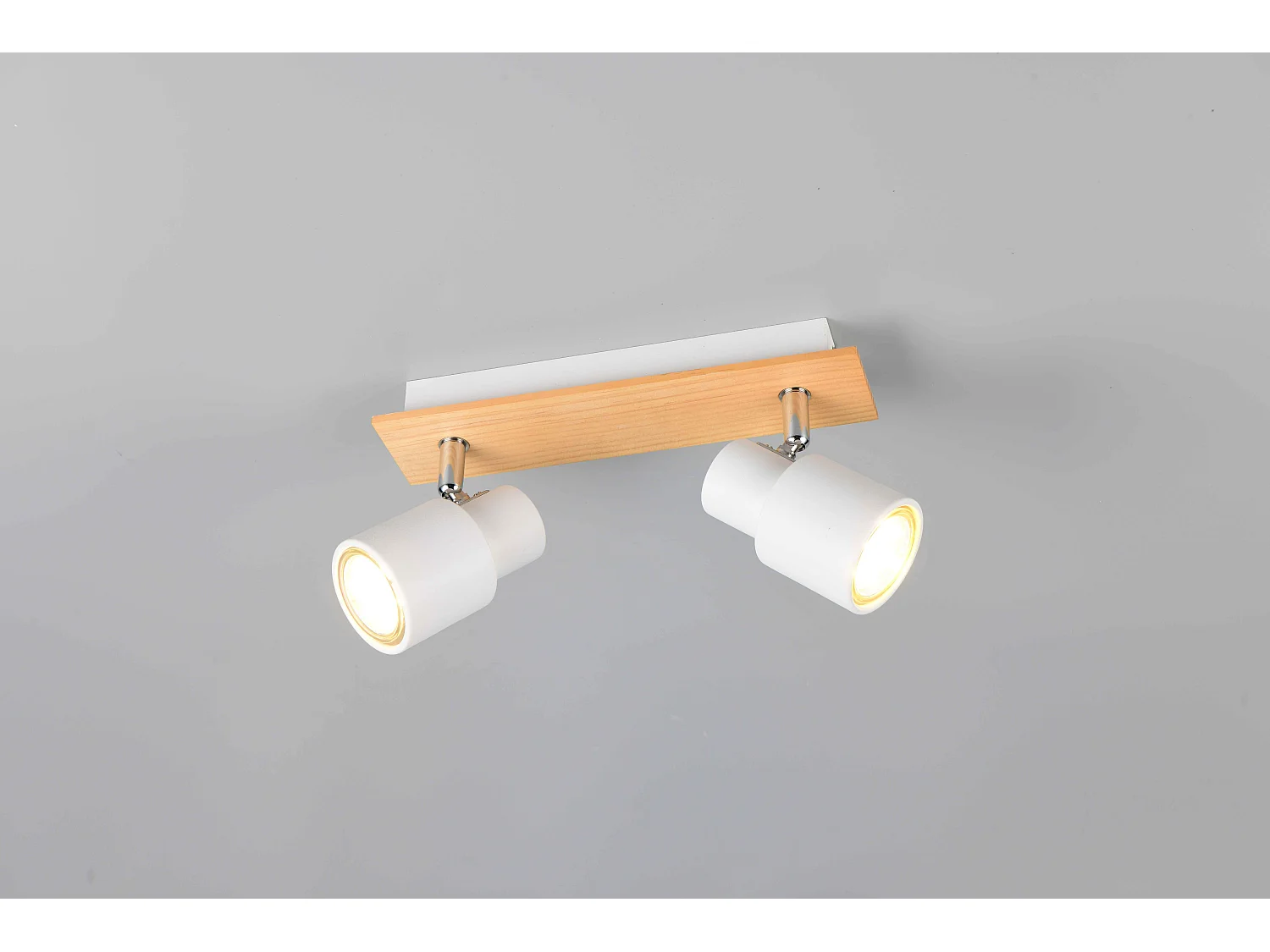 Barra 2 spots, metallo e legno, bianco, L 31 cm, Pierre