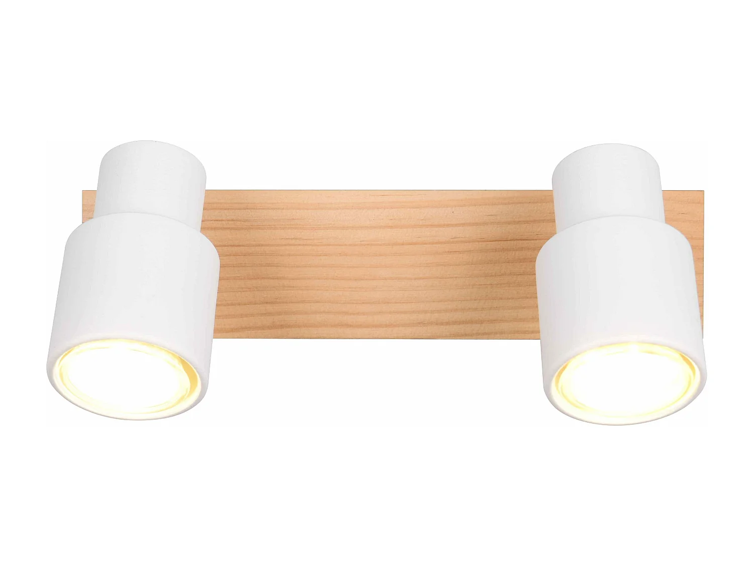 Barra 2 spots, metallo e legno, bianco, L 31 cm, Pierre