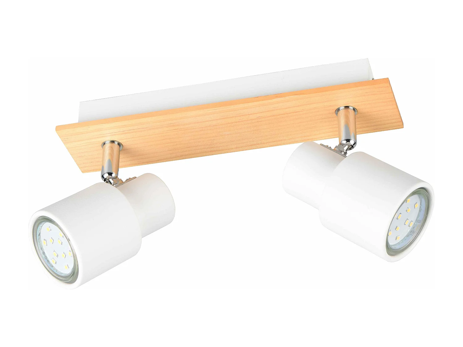 Barra 2 spots, metallo e legno, bianco, L 31 cm, Pierre