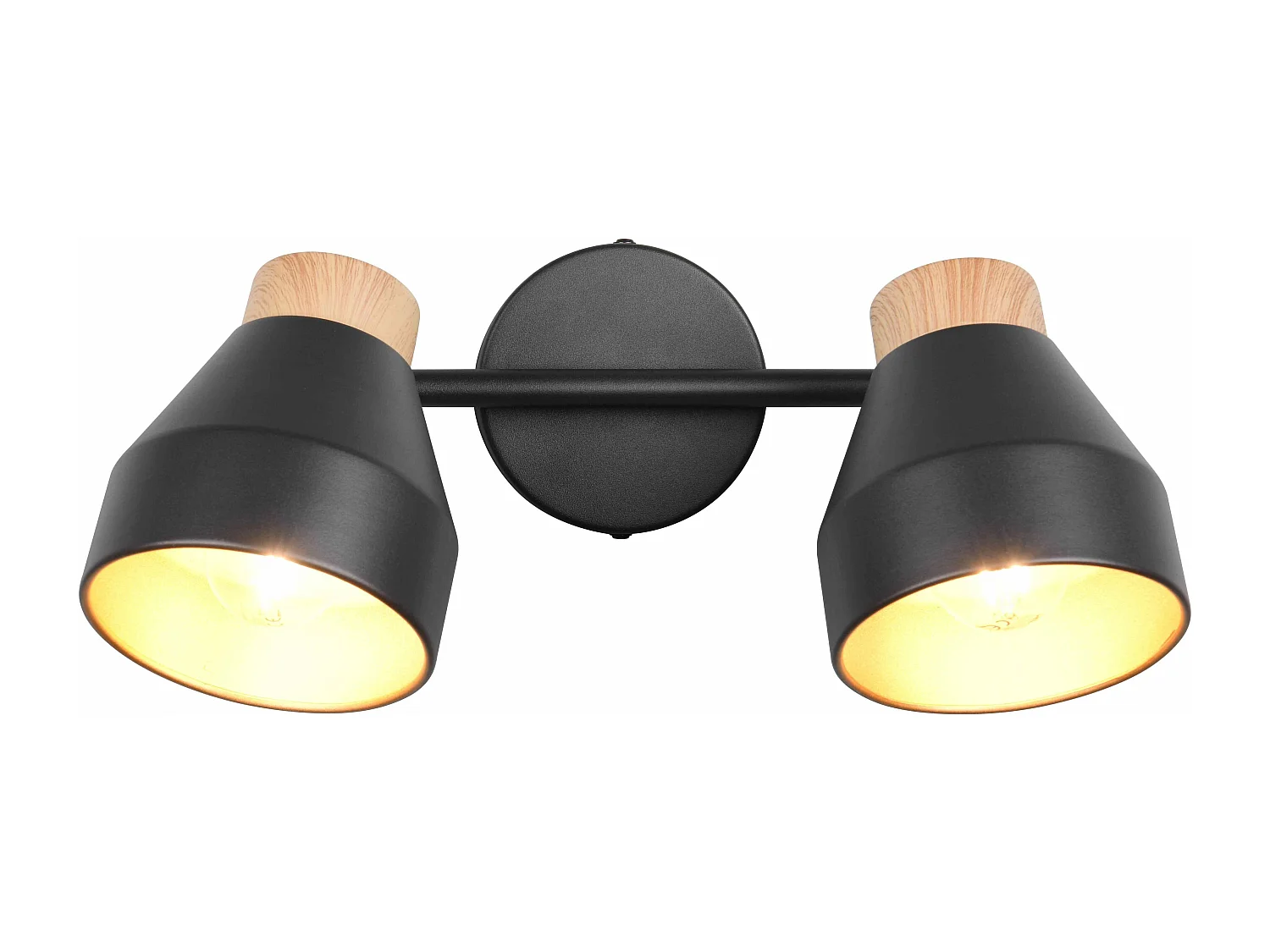 Barra 2 spots, metallo e legno, nero e oro, L 32 cm, Valentin