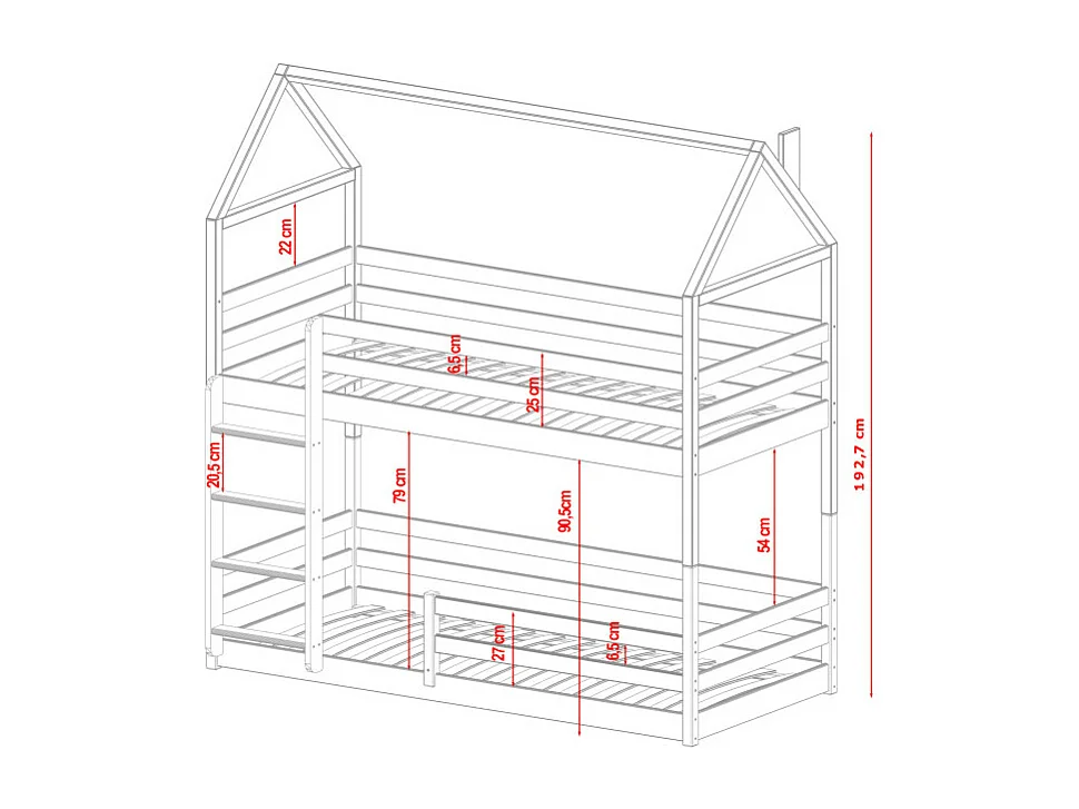 Lit Superposé Cabane LEXA 90X190 Blanc - blanc Livré avec sommiers