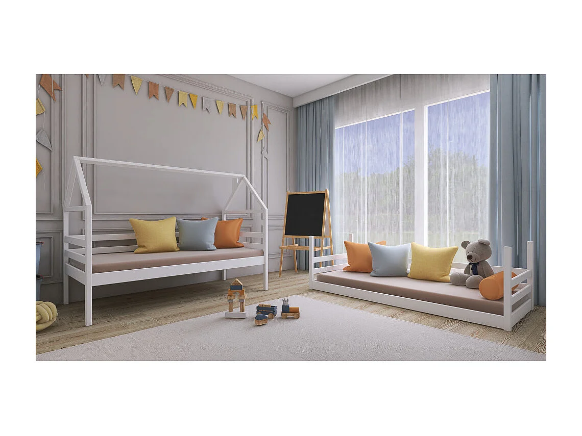 Lit Superposé Cabane LEXA 90X190 Blanc - blanc Livré avec sommiers