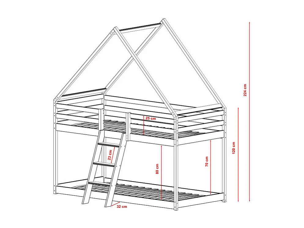 Lit Superposé LIA 90X200 Blanc - blanc Livré avec sommiers