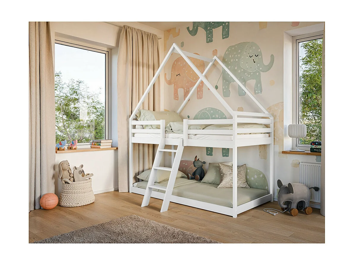 Lit Superposé LIA 90X200 Blanc - blanc Livré avec sommiers