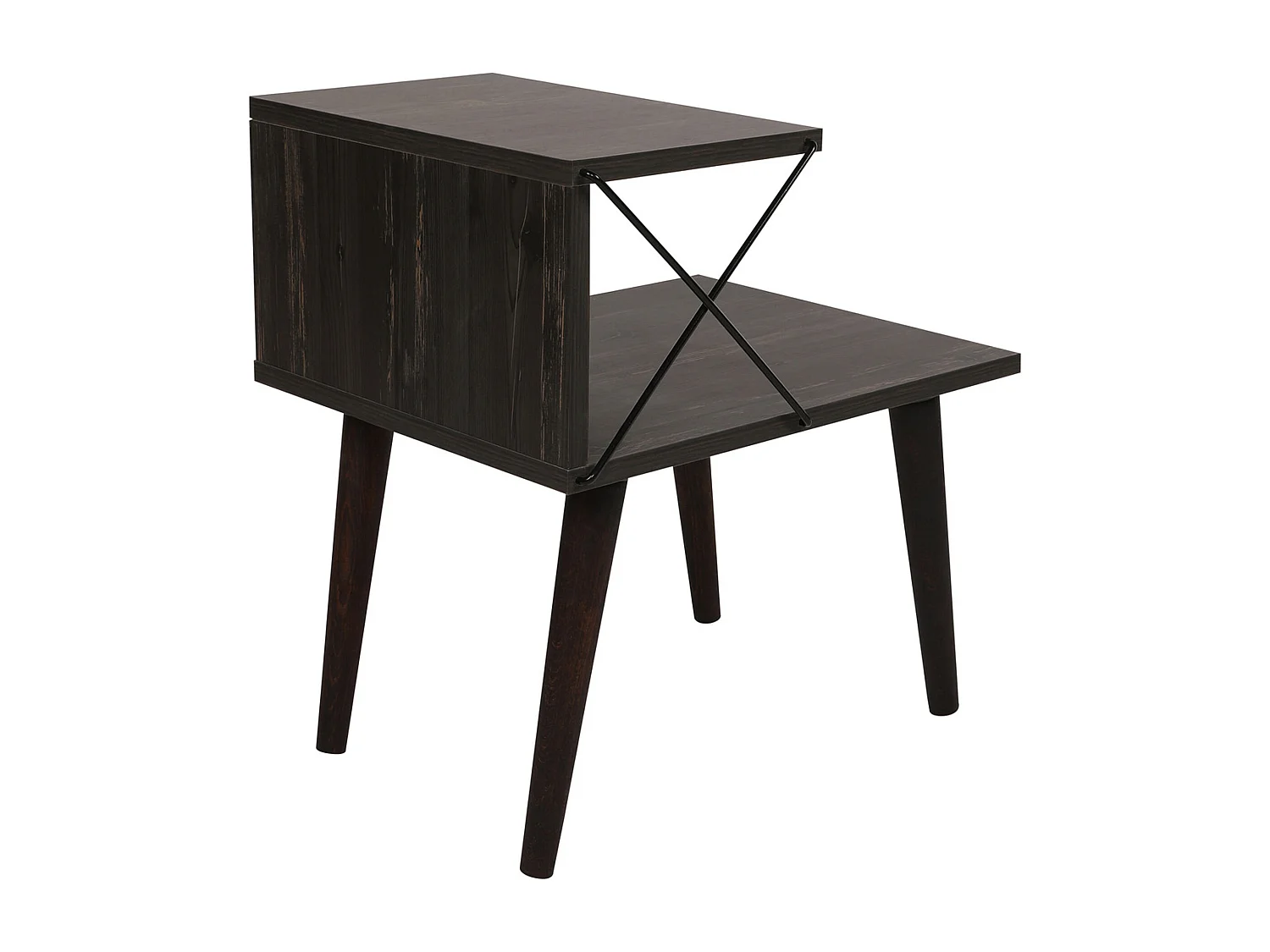 Table d'appoint Bergen avec étagère panneau de particules hêtre 50 x 40 x 55 cm anthracite bois foncé [en.casa]